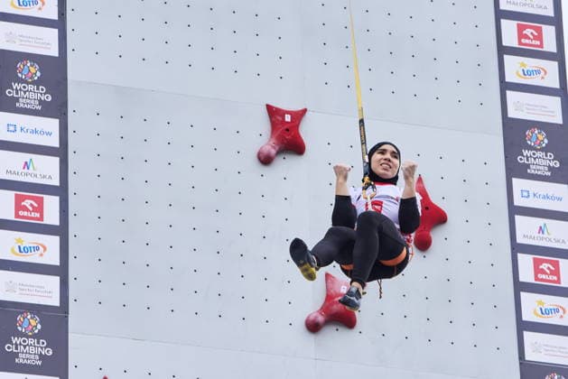 Krakow 05.07.2026. Day 3 of IFSC Speed World Cup Krakow 2026 in Cracow, Poland --- Wspinaczka Sportowa. Puchar Swiata we wspinaczce sportowej na czas Krakow 2026 w Krakowie, dzien 3 Persons shown: Rajiah Sallsabillah (INA) Fot. Dominika Chmura Arena AkcjiFot. Dominika Chmura Arena Akcji NEWSPIX.PL --- newspix.pl 