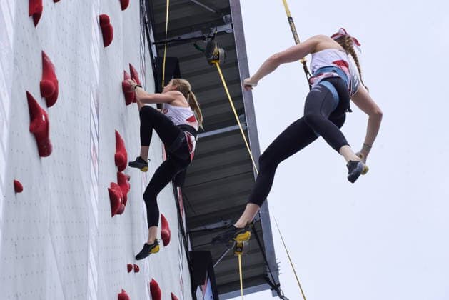 Krakow 05.07.2026. Day 3 of IFSC Speed World Cup Krakow 2026 in Cracow, Poland --- Wspinaczka Sportowa. Puchar Swiata we wspinaczce sportowej na czas Krakow 2026 w Krakowie, dzien 3 Persons shown:Aleksandra Kalucka (POL), Natalia Kalucka (POL) Fot. Dominika Chmura Arena AkcjiFot. Dominika Chmura Arena Akcji NEWSPIX.PL --- newspix.pl 
