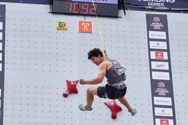 Krakow 05.07.2026. Day 3 of IFSC Speed World Cup Krakow 2026 in Cracow, Poland --- Wspinaczka Sportowa. Puchar Swiata we wspinaczce sportowej na czas Krakow 2026 w Krakowie, dzien 3 Persons shown: Gilles Meili (SUI) Fot. Dominika Chmura Arena AkcjiFot. Dominika Chmura Arena Akcji NEWSPIX.PL --- newspix.pl 