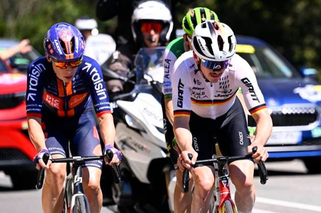 Sport Bilder des Tages Tour de France 2026 Stage 2 BARCELONA, SPAIN - JULY 05 : Engelhardt Felix (GER) of Team Jayco AlUla leading the escape pack during stage 2 of the 113rd edition of Tour de France an UCI World Tour 2.UWT cycling road race stage for Men Elite of 182 km with start in Tarragona and finish in Barcelona on July 5, 2026 in Barcelona, Spain, 05 07 2026 ( Motordriver Kurt Vandenborre - Barcelona Spain  Copyright: xTomasxSiskx