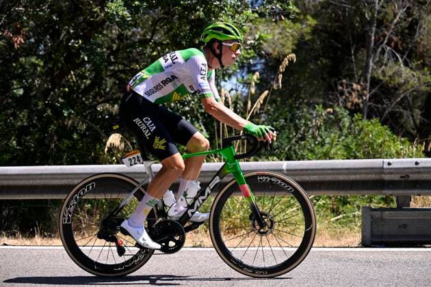 Tour de France 2026 Stage 2 BARCELONA, SPAIN - JULY 05 : Molenaar Alex (NED) of Caja Rural - Seguros RGA leading the escape pack during stage 2 of the 113rd edition of Tour de France an UCI World Tour 2.UWT cycling road race stage for Men Elite of 182 km with start in Tarragona and finish in Barcelona on July 5, 2026 in Barcelona, Spain, 05 07 2026 ( Motordriver Kurt Vandenborre - Barcelona Spain  Copyright: xTomasxSiskx