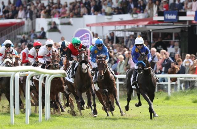 05.07.2026, GER,Reitsport, Rennen 8 IDEE 157. Deutsches Derby , Derby Meeting Hamburg - Galopprennen, Hamburger Renn-Club e.V., Galopprennbahn Hamburg Horn, Hamburg Rennen 8 IDEE 157. Deutsches Derby vl. Hengst Dardanos ( 15) geritten von Wladimir Panov, Hengst Salitos (IRE) ( 03) geritten von Bauyrzhan Murzabayev, Hengst Chiefland (IRE) ( 11) geritten von Cieren Fallon *** July 5, 2026, GER, Equestrian Sports, Race 8 IDEE 157 German Derby, Derby Meeting Hamburg Horse Racing, Hamburger Renn Club e.V., Hamburg Horn Racetrack, Hamburg Race 8 IDEE 157 German Derby: Stallion Dardanos 15 ridden by Wladimir Panov, Stallion Salitos IRE 03 ridden by Bauyrzhan Murzabayev, Stallion Chiefland IRE 11 ridden by Cieren Fallon nordphotoxGmbHx xTauchnitz nph00059