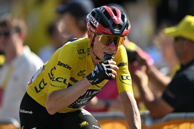 Danish Jonas Vingegaard of Team Visma-Lease a Bike pictured in action during the second stage of the 2026 Tour de France cycling race, a stage of 182km from Tarragona to Barcelona, Sunday 05 July 2026. The 113th edition of the Tour de France starts on Saturday 4 July in Barcelona, Spain, and will finish in Paris, France on the 26th of July. DAVIDxPINTENS  x180436756x