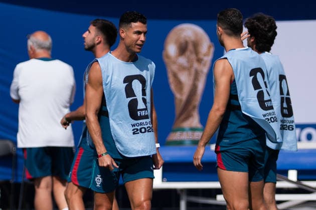 Cristiano Ronaldo of Portugal during Portugal Team training MD-1 at SMU University in Dallas, Texas, United States. (Photo by Riquelve Nata SPP)  Copyright: xRiquelvexNata SPPx Sportspressphoto_SPR185140