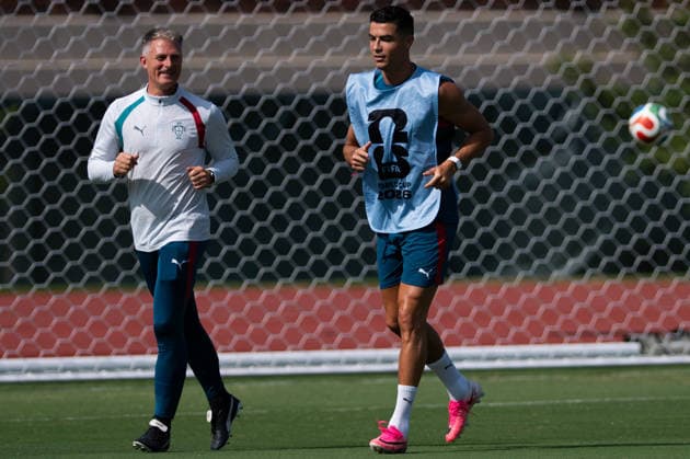 Cristiano Ronaldo of Portugal during Portugal Team training MD-1 at SMU University in Dallas, Texas, United States. (Photo by Riquelve Nata SPP)  Copyright: xRiquelvexNata SPPx Sportspressphoto_SPR185141