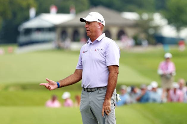 U.S. Senior Open Championship 2026 COLUMBUS, OHIO - JULY 5: Stewart Cink of the United States reacts to his putt on the 9th green during the final round of the U.S. Senior Open Championship 2026 at Scioto Country Club in Columbus, Ohio, USA Sunday, July 5, 2026. Columbus Ohio United States  Copyright: xJorgexLemusx originalFilename:lemus-ussenior260705_npFrn.jpg