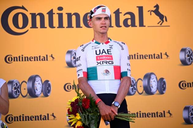 Tour de France 2026 Stage 2 BARCELONA, SPAIN - JULY 05 : Del Toro Isaac (MEX) of UAE Team Emirates XRG on the podium during stage 2 of the 113rd edition of Tour de France an UCI World Tour 2.UWT cycling road race stage for Men Elite of 182 km with start in Tarragona and finish in Barcelona on July 5, 2026 in Barcelona, Spain, 05 07 2026 Barcelona Spain  Copyright: xTomasxSiskx