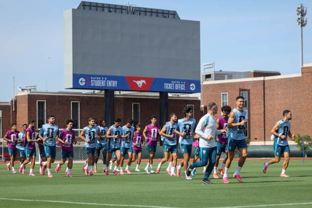 FIFA World Cup, WM, Weltmeisterschaft, Fussball 2026 - Portugal training session Portugal s national soccer player Cristiano Ronaldo (2-R) attends the training session of the team at SMU Washburn Stadium - Dallas for the FIFA World Cup 2026, Dallas, Texas, USA, 05 July 2026. DALLAS Toronto United States  Copyright: xMIGUELxA.xLOPESx