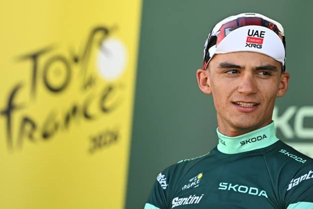 Mexican Isaac Del Toro of UAE Team Emirates-XRG and pictured on the podium after winning the second stage of the 2026 Tour de France cycling race, a stage of 182km from Tarragona to Barcelona, Sunday 05 July 2026. The 113th edition of the Tour de France starts on Saturday 4 July in Barcelona, Spain, and will finish in Paris, France on the 26th of July. DAVIDxPINTENS  x180440420x