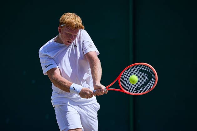July 5, 2026, London, London, Great Britain: Jamie Mackenzie of Germany returns with backhand during The Championships Wimbledon , 5.7.2026 in London (All England Lawn Tennis and Croquet Club), Great Britain Tennis 2026: Grand Slam: The Championships Wimbledon: 7th Day: 1rd Round Juniors: MACKENZIE 6:3 6: 1 STORCK FRANCA  - ZUMAs343 20260705_zsp_s343_114 Copyright: xMathiasxSchulzx