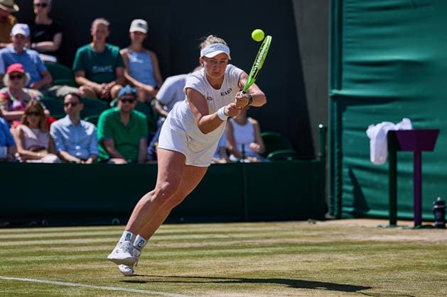 July 5, 2026, London, London, Great Britain: Barbora Krejcikova of Czech Republic returns with backhand during The Championships Wimbledon , 5.7.2026 in London (All England Lawn Tennis and Croquet Club), Great Britain Tennis 2026: Grand Slam: The Championships Wimbledon: 7th Day: 4th Round: MUCHOVA 7:5 5:7 6:3 KREJCIKOVA  - ZUMAs343 20260705_zsp_s343_121 Copyright: xMathiasxSchulzx
