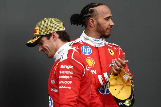 F1 British Grand Prix 2026 Charles Leclerc and Lewis Hamilton of Ferrari after the Formula 1 British Grand Prix at Silverstone Circuit in Northampton, Great Britain on July 5, 2026. Northampton United Kingdom  Copyright: xJakubxPorzyckix originalFilename:porzycki-f1britis260705_npUyx.jpg