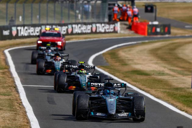 Silverstone, : Motorsport: FIA F1 Grand Prix of Britain on July, 5, 2026, Silverstone, Motorsport: FIA F1 Grand Prix of Britain (Photo by Juergen Tap) 63 RUSSELL George (gbr), Mercedes AMG F1 Team W17, action Silverstone GBR *** Silverstone, Motorsport: FIA F1 Grand Prix of Britain on July 5, 2026, Silverstone, Motorsport: FIA F1 Grand Prix of Britain Photo by Juergen Tap 63 RUSSELL George (GBR), Mercedes AMG F1 Team W17, in action at Silverstone, GBR