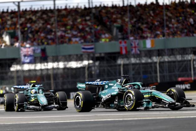 SILVERSTONE - Fernando Alonso and Lance Stroll (Aston Martin) during the British Grand Prix at the Silverstone circuit. SANDER KONING ANP xVIxANPxSportx xxANPxIVx 562876697 originalFilename: 562876697.jpg