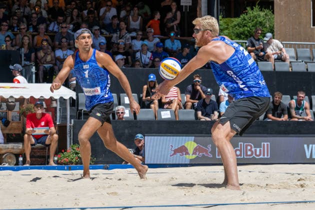 GSTAAD, SWITZERLAND - JULY 5: Trevor Crabb (Player No. 1, USA), Chase Budinger (Player No. 2, USA) during the Beach Pro Tour - Elite 16 at Gstaad on July 5, 2026 in Gstaad, Switzerland. Switzerland Copyright: xPeterxWeberx