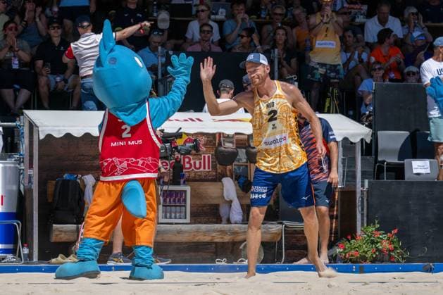 GSTAAD, SWITZERLAND - JULY 5: Alexander Brouwer (Player No. 2, NED) during the Beach Pro Tour - Elite 16 at Gstaad on July 5, 2026 in Gstaad, Switzerland. Switzerland Copyright: xPeterxWeberx