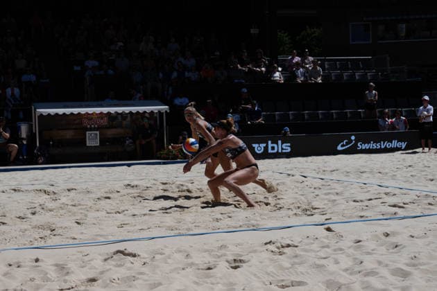 GSTAAD, SWITZERLAND - JULY 5: Kelly Cheng (Player No. 2, USA), Megan Kraft (Player No. 1, USA) during the Beach Pro Tour - Elite 16 at Gstaad on July 5, 2026 in Gstaad, Switzerland. Switzerland Copyright: xPeterxWeberx