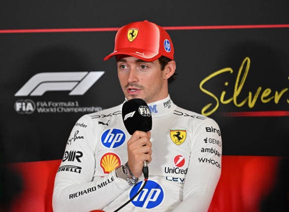 Formula 1, Post Race Press Conf, Silverstone, UK, 05 July, 2026. 05 July 2026. Post Race Drivers press conference, PK, Pressekonferenz with 1st Charles Leclerc, Ferrari, 2nd, George Russell, Mercedes, 3rd Lewis Hamilton, Ferrari at the Formula 1 Pirelli British Grand Prix at Silverstone, Northamptonshire, UK., Credit:Lee Floyd Lee Floyd - B3214 Avalon UK, Northamptonshire, London, Silverstone  Copyright: xLeexFloydx xLeexFloydx-xB3214x xAvalonx 1114635250