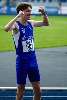 Deutsche Meisterschaften U23 U18; Bochum-Wattenscheid, 05.07.2026 Tom Stöber (TV Wetzlar, HE) nach seinem Sieg ; Deutsche Meisterschaften U23 U18; Bochum-Wattenscheid, 05.07.2026 *** German U23 and U18 Championships, Bochum-Wattenscheid, July 5, 2026: Tom Stöber of TV Wetzlar, men s singles, after his victory at the German U23 and U18 Championships, Bochum-Wattenscheid, July 5, 2026 Copyright: xBEAUTIFULxSPORTS Piepenstockx