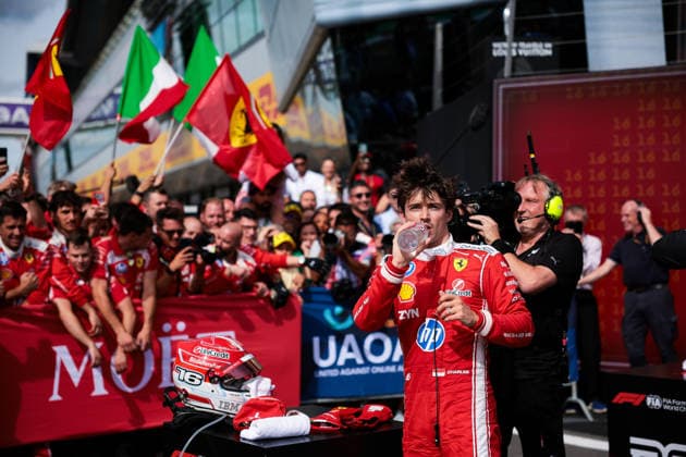 F1 - BRITISH GRAND PRIX 2026 LECLERC Charles (mco), Scuderia Ferrari SF-26, portrait celebration during the Formula 1 British Grand Prix 2026, 9th round of the 2026 Formula One World Championship, WM, Weltmeisterschaft from July 3 to 5, 2026 on the Silverstone Circuit, in Silverstone, United Kingdom - SilverstoneUnited Kingdom  Copyright: xEricxAlonsox