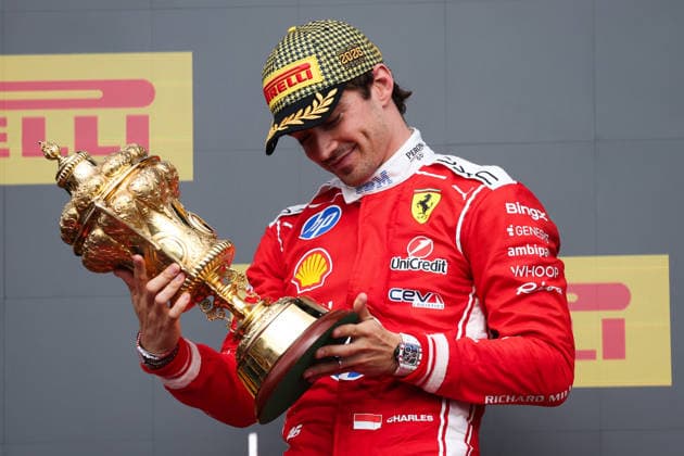 F1 - BRITISH GRAND PRIX 2026 LECLERC Charles (mco), Scuderia Ferrari SF-26, portrait podium during the Formula 1 British Grand Prix 2026, 9th round of the 2026 Formula One World Championship, WM, Weltmeisterschaft from July 3 to 5, 2026 on the Silverstone Circuit, in Silverstone, United Kingdom - SilverstoneUnited Kingdom  Copyright: xEricxAlonsox