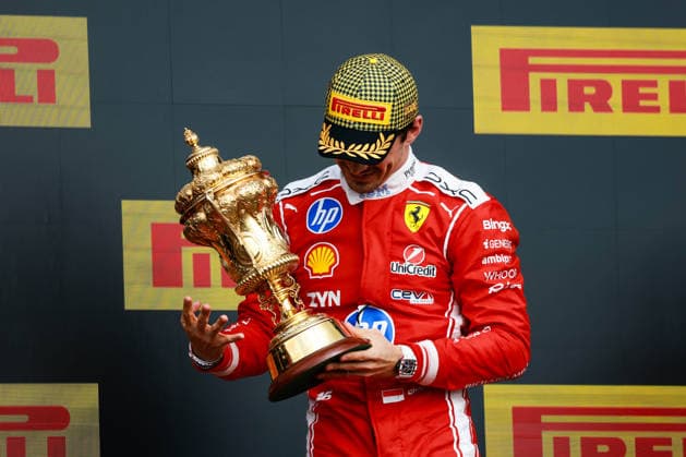 F1 - BRITISH GRAND PRIX 2026 LECLERC Charles (mco), Scuderia Ferrari SF-26, portrait Podium during the Formula 1 British Grand Prix 2026, 9th round of the 2026 Formula One World Championship, WM, Weltmeisterschaft from July 3 to 5, 2026 on the Silverstone Circuit, in Silverstone, United Kingdom - SilverstoneUnited Kingdom  Copyright: xFLORENTxGOODENx