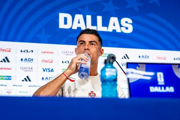 DALLAS - Cristiano Ronaldo of Portugal at the 2026 World Cup, Portugal MD-1 press conference, PK, Pressekonferenz at AT&T Stadium on July 5, 2026 in Dallas, United States. (Photo by Stefan Koops EYE4IMAGES DeFodi Images) - *** DALLAS: Cristiano Ronaldo of Portugal at the 2026 World Cup, Portugal s Match Day 1 press conference at AT&T Stadium on July 5, 2026, in Dallas, United States. Photo by Stefan Koops, EYE4IMAGES, DeFodi Images