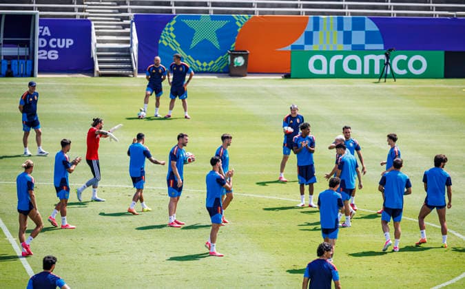 Spain national team, Nationalteam World Cup 05 07 2026 The group during the Spanish national team s training session at Cotton Bowl in Dallas, United States of America on July 05, 2026. Photo (PGS Photo Agency) Chattanooga usa Copyright: xPGSxPhotoxAgencyx