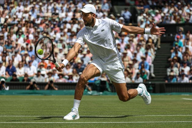 Novak Djokovic (SRB) in action at the 2026 Wimbledon Championships, AELTC London London All England Lawn Tennis and Croquet Club Wimbledon England, UK NEWSPAPERS OUT Copyright: xImmyxThompson-Bland IPSxPhotoxAgencyx