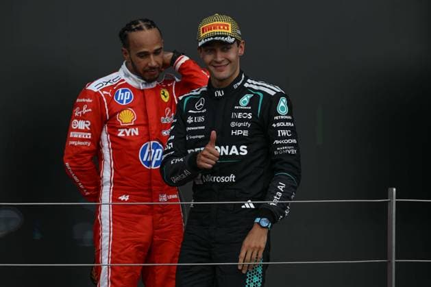 Charles Leclerc wins British Grand Prix NORTHAMPTONSHIRE, UNITED KINGDOM - JULY 5: George Russell of Mercedes finishes second in the British Grand Prix, the ninth round of the 2026 Formula 1 World Championship, WM, Weltmeisterschaft at the Silverstone Circuit in Silverstone, Northamptonshire, United Kingdom, on July 5, 2026. Rasid Necati Aslim Anadolu Northamptonshire United Kingdom. Editorial use only. Please get in touch for any other usage.  Copyright: x2026xAnadoluxRasidxNecatixAslimx