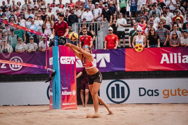Beachvolleyball Frauen Allianz German Beach Tour 2026 Tourstop München 05.07.2026 Janne Uhl spielt den Ball München Zentraler Hochschulsport: Beach- Bayern Deutschland *** Women s Beach Volleyball: Allianz German Beach Tour 2026, Munich Stop, July 5, 2026; Janne Uhl hits the ball; Munich Central University Sports; Beach; Bavaria; Germany
