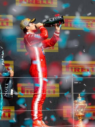 July 5, 2026, Silverstone, Northamptonshire, United Kingdom: CHARLES LECLERC (16, Scuderia Ferrari HP, MCO, Monegasque F1 Driver, SF-26) on the podium after the end of the race (Sunday) at the Formula 1 Pirelli British Grand Prix 2026 at Silverstone Circuit Silverstone United Kingdom - ZUMAr193 20260705_zsp_r193_150 Copyright: xSaraxRuffonix