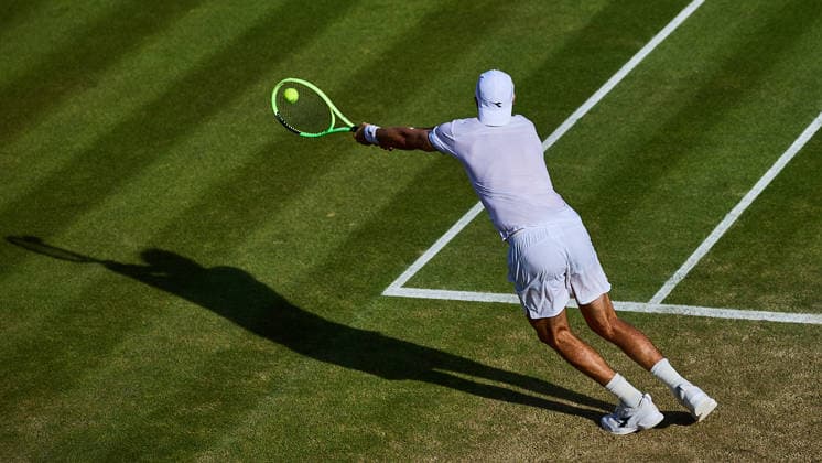 July 5, 2026, London, London, Great Britain: Jan-Lennard Struff of Germany returns with backhand during The Championships Wimbledon , 5.7.2026 in London (All England Lawn Tennis and Croquet Club), Great Britain Tennis 2026: Grand Slam: The Championships Wimbledon: 7th Day: 4th Round: STRUFF Vs HURKACZ  - ZUMAs343 20260705_zsp_s343_164 Copyright: xMathiasxSchulzx