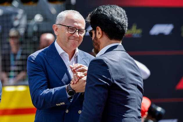 F1 - BRITISH GRAND PRIX 2026 BEN SULAYEM Mohammed (uae), President of the FIA, portrait, DOMENICALI Stefano (ita), Chairman and CEO Formula One Group FOG, portrait during the Formula 1 British Grand Prix 2026, 9th round of the 2026 Formula One World Championship, WM, Weltmeisterschaft from July 3 to 5, 2026 on the Silverstone Circuit, in Silverstone, United Kingdom - SilverstoneUnited Kingdom  Copyright: xPauloxMariax