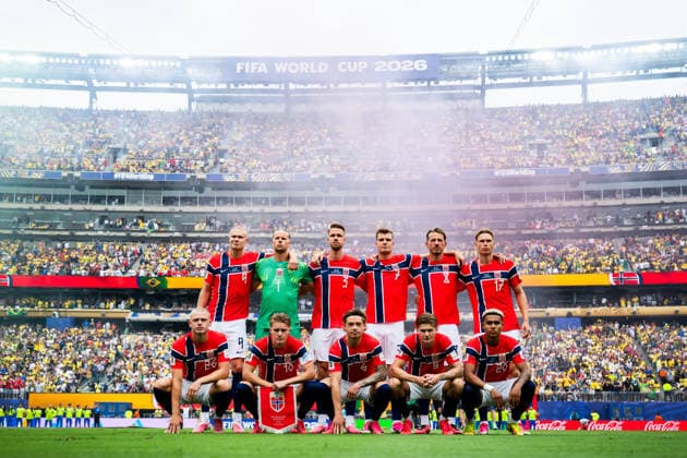 260705 Erling Braut Haaland, goalkeeper orjan Nyland, Kristoffer Ajer, Alexander Sorloth, Sander Berge, Torbjorn Lysaker Heggem, Julian Ryerson, Martin odegaard, Patrick Berg, David Moller Wolfe and Antonio Nusa of Norway ahead of the FIFA World Cup, WM, Weltmeisterschaft, Fussball 2026 round of 16 football match between Brazil and Norway on July 5, 2026 in New Jersey. Photo: Vegard Grott BILDBYRAN kod VG VG0982 bbeng fotboll football soccer fotball vm fotbolls-vm fotball-vm fotbolls-vm 2026 fifa world cup 2026 new york 8-delsfinale round of 16 brasilien brazil brasil norge norway *** July 5, 2026: Erling Braut Haaland, goalkeeper Orjan Nyland, Kristoffer Ajer, Alexander Sorloth, Sander Berge, Torbjorn Lysaker Heggem, Julian Ryerson, Martin Ødegaard, Patrick Berg, David Moller Wolfe, and Antonio Nusa of Norway ahead of the 2026 FIFA World Cup Round of 16 soccer match between Brazil and Norway on July 5, 2026 in New Jersey. Photo by Vegard Grott, BILDBYRAN. Code: VG VG0982 bbeng soccer football fotball World Cup soccer World Cup fotball World Cup soccer World Cup 2026 FIFA World Cup 2026 New York Round of 16 Brazil Brazil Brazil Norway Norway  Copyright: VEGARDxGRoTT BB260705VG021