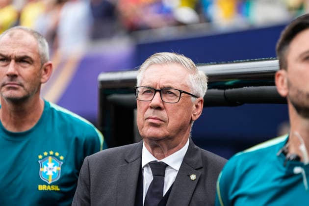 World Cup 2026: Brazil - Norway East Rutherford, New Jersey , USA 20260705. Brazil national team, Nationalteam manager Carlo Ancelotti during the round of 16 match between Brazil and Norway during the 2026 FIFA World Cup, WM, Weltmeisterschaft, Fussball at the New Jersey stadium. Photo: Terje Pedersen NTB East Rutherford, New Jersey United States EDITORIAL USE ONLY. RESTRICTED USE FOR BETTING COMPANIES Ref:_SPOKBmiVBhQSAQ.jpg *** 2026 World Cup Brazil Norway East Rutherford, New Jersey, USA 20260705 Brazil national team manager Carlo Ancelotti during the Round of 16 match between Brazil and Norway at the 2026 FIFA World Cup at the New Jersey stadium. Photo: Terje Pedersen, NTB, East Rutherford, New Jersey, United States. EDITORIAL USE ONLY. RESTRICTED USE FOR BETTING COMPANIES  Copyright: xTerjexPedersenx xNTBx