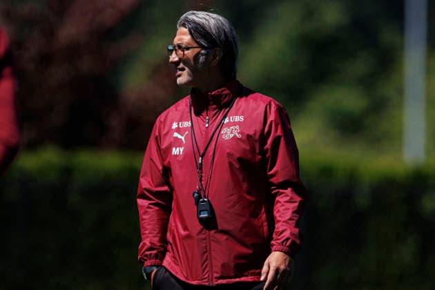Murat Yakin seen during Official training session of Switzerland national team, Nationalteam before Round of 16 game with Colombia (Gal Amador Ball Raw Images) Vancouver National Soccer Development Center Canada Copyright: xGaelxAmadorx gaelamador_switzerlandmd-2_05072026-23