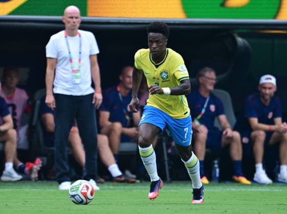 Brazil v Norway - FIFA World Cup, WM, Weltmeisterschaft, Fussball 2026 - Round of 16 NEW JERSEY, UNITED STATES - JULY 05: Vinicius Jr. of Brazil in action during the FIFA World Cup 2026 Round of 16 match between Brazil and Norway at New Jersey Stadium (MetLife Stadium) in East Rutherford, New Jersey, USA, on July 05, 2026. Abdulhamid Hosbas Anadolu New Jersey United States. Editorial use only. Please get in touch for any other usage.  Copyright: x2026xAnadoluxAbdulhamidxHosbasx