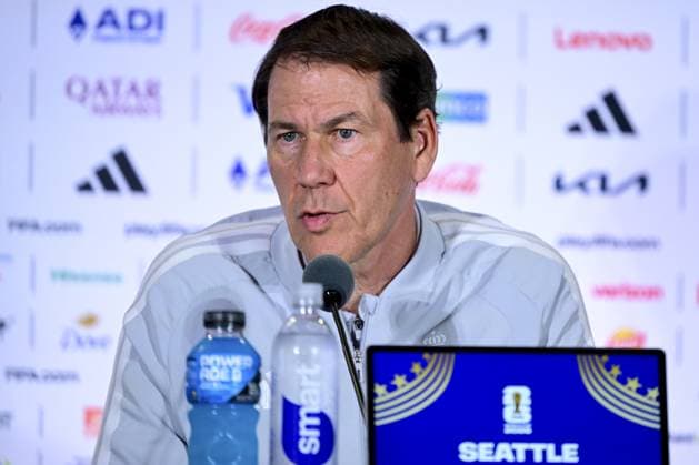 Belgium s head coach Rudi Garcia pictured during a press conference, PK, Pressekonferenz of Belgian national soccer team Red Devils, on Saturday 04 July 2026 in their base camp, home of the Seattle Sounders, Renton, Seattle, USA. The Rode Duivels - Diables Rouges qualified for the knockout stage of the 2026 FIFA World Cup, WM, Weltmeisterschaft, Fussball where they ll meet USA in the round of 16 on July 7th. DIRKxWAEM  x180460088x
