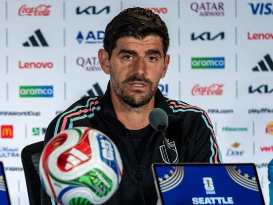 FIFA World Cup, WM, Weltmeisterschaft, Fussball 2026 - Belgium press conference, PK, Pressekonferenz Belgium goalkeeper Thibaut Courtois speaks during a press conference ahead of the FIFA World Cup 2026 Round of 16 match between USA and Belgium, Washington State, USA, 05 July 2026. USA and Belgium will face each other in the Round of 16 on 06 July in Seattle. SEATTLE United States  Copyright: xSTEPHENxBRASHEARx