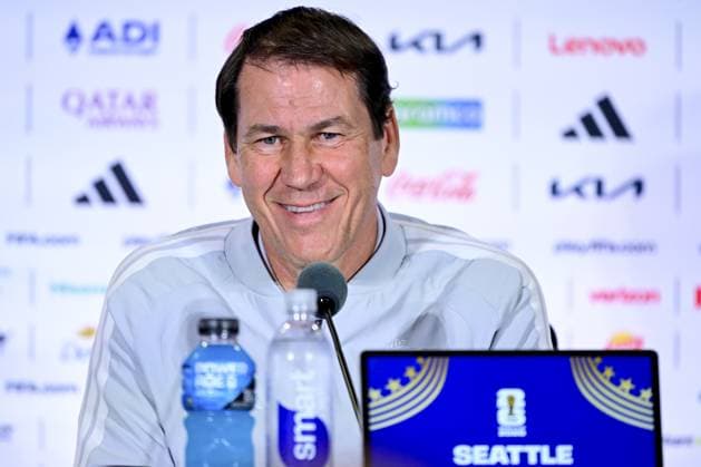 Belgium s head coach Rudi Garcia pictured during a press conference, PK, Pressekonferenz of Belgian national soccer team Red Devils, on Saturday 04 July 2026 in their base camp, home of the Seattle Sounders, Renton, Seattle, USA. The Rode Duivels - Diables Rouges qualified for the knockout stage of the 2026 FIFA World Cup, WM, Weltmeisterschaft, Fussball where they ll meet USA in the round of 16 on July 7th. DIRKxWAEM  x180460936x