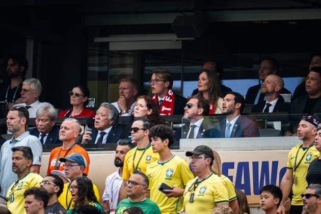 260705 Prince Sverre Magnus of Norway, princess Ingrid Alexandra of Norway and Alfie Haaland, father of Erling Braut Haaland in the stands during the FIFA World Cup, WM, Weltmeisterschaft, Fussball 2026 round of 16 football match between Brazil and Norway on July 5, 2026 in New Jersey. Photo: Jon Olav Nesvold BILDBYRAN COP 217 VG0982 bbeng fotboll football soccer fotball vm fotbolls-vm fotball-vm fotbolls-vm 2026 fifa world cup 2026 new york 8-delsfinale round of 16 brasilien brazil brasil norge norway *** July 5, 2026: Prince Sverre Magnus of Norway, Princess Ingrid Alexandra of Norway, and Alfie Haaland, father of Erling Braut Haaland, in the stands during the FIFA World Cup 2026 Round of 16 soccer match between Brazil and Norway on July 5, 2026 in New Jersey. Photo by Jon Olav Nesvold. BILDBYRAN COP 217 VG0982 bbeng soccer football fotball World Cup 2026 FIFA World Cup 2026 New York 8 round of 16 Brazil Norway  Copyright: JONxOLAVxNESVOLD BB260705JE074