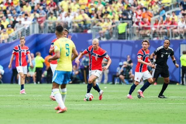 RECORD DATE NOT STATED FIFA World Cup, WM, Weltmeisterschaft, Fussball 2026 - Round of 16 - Brazil v Norway Erling Haaland player of Norway during the Round of 16 match between Brazil and Norway at the FIFA World Cup, at New York New Jersey Stadium, in East Rutherford, United States, on Sunday, July 05, 2026.(Foto: Vanessa Carvalho Brazil Photo Press IMAGO) Sports Copyright: xVanessaxCarvalhox