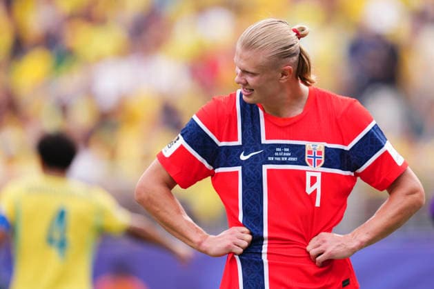 July 5, 2026, East Rutherford, New Jersey, United States: Erling Haaland of Norway reacts during the FIFA World Cup, WM, Weltmeisterschaft, Fussball 2026 Round Of 16 match between Brazil and Norway at New York New Jersey Stadium on July 05, 2026 in East Rutherford, New Jersey. East Rutherford United States - ZUMAa181 20260705_zaa_a181_050 Copyright: xJosexBretonx