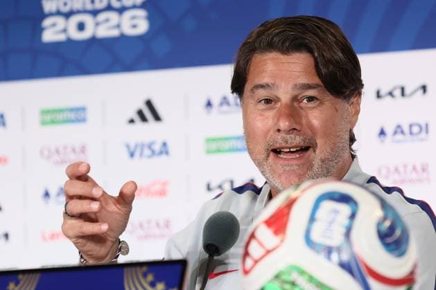 US team head coach Mauricio Pochettino pictured during a press conference, PK, Pressekonferenz of US national soccer team, on Sunday 05 July 2026 at the Seattle Lumen field stadium, USA. The US team is playing against The Rode Duivels - Diables Rouges for the knockout stage of the 2026 FIFA World Cup, WM, Weltmeisterschaft, Fussball 16 1 of finals, on July 6th. BRUNOxFAHY  x180461611x