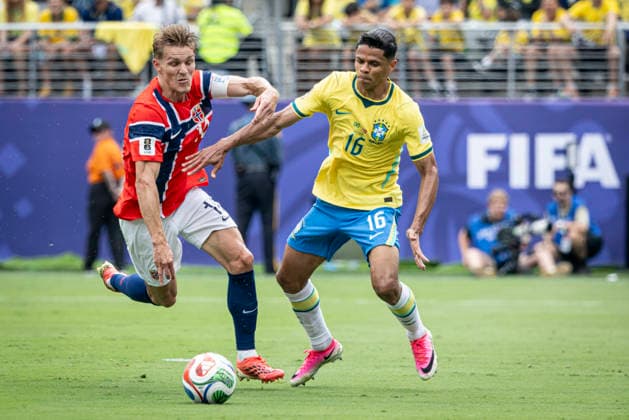 FOOTBALL : Brazil vs Norway FIFA World Cup, WM, Weltmeisterschaft, Fussball 2026. New York New Jersey Stadium (MetLife Stadium), East Rutherford, New Jersey, United States. 05 07 2026. Martin Odegaard 10 (Norway) the FIFA World Cup 2026 Round of 16 match between Brazil and Norway at New York New Jersey Stadium (MetLife Stadium), East Rutherford, New Jersey, USA, on July 5, 2026.  Copyright: xx