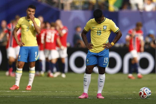 FIFA World Cup, WM, Weltmeisterschaft, Fussball 2026 - Round of 16 - Brazil vs Norway Endrick of Brazil reacts after the team conceded the second goal during the FIFA World Cup 2026 Round of 16 match Brazil against Norway, in New Jersey, USA, 05 July 2026. EAST RUTHERFORD United States  Copyright: xWILLxOLIVERx