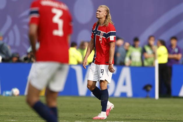 FIFA World Cup, WM, Weltmeisterschaft, Fussball 2026 - Round of 16 - Brazil vs Norway Erling Haaland of Norway celebrates after scoring his second goal during the FIFA World Cup 2026 Round of 16 match Brazil against Norway, in New Jersey, USA, 05 July 2026. EAST RUTHERFORD United States  Copyright: xWILLxOLIVERx