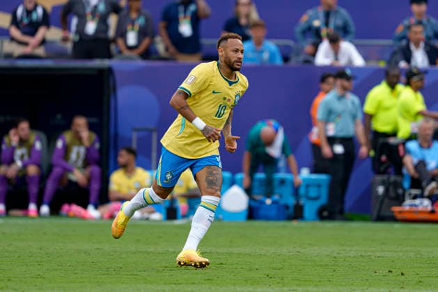 Neymar Jr. seen during FIFA World Cup, WM, Weltmeisterschaft, Fussball 2026 Round of 16 game between national teams of Brazil and Norway (Edmung Wong Ball Raw Images) Jersey City USA Copyright: xEdmundxWongx edmundwong_brazil_norway_2526_4