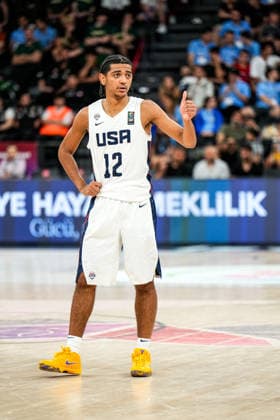 United States v Serbia: Final - FIBA U17, U 17 Basketball World Cup 2026 Beckham Black of the United States gestures during the FIBA U17 Basketball World Cup final match between the United States and Serbia at BDC Main Venue in Istanbul, Turkey, on July 5, 2026. Istanbul Istanbul Turkey  Copyright: xYagizxGurtugx originalFilename:gurtug-usavserb260705_np1tB.jpg